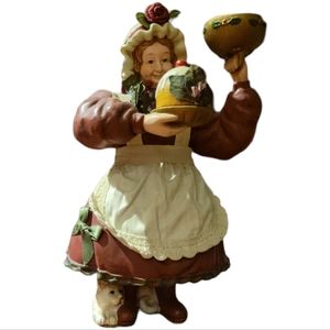 Vtg Kurt S Adler Fabriche Figurine Statue Baker Woman Kitten Rose